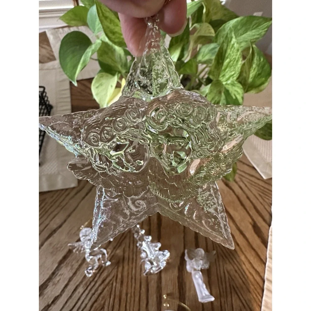 Vintage Christmas Ornaments Heart‎ Cherub Angel Tree Clear Acrylic Lot Of 5